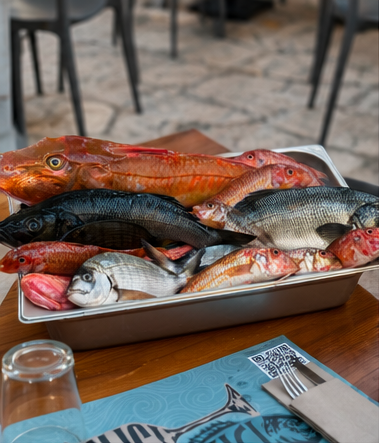 Pescato del giorno al ristorante di pesce a Locorotondo